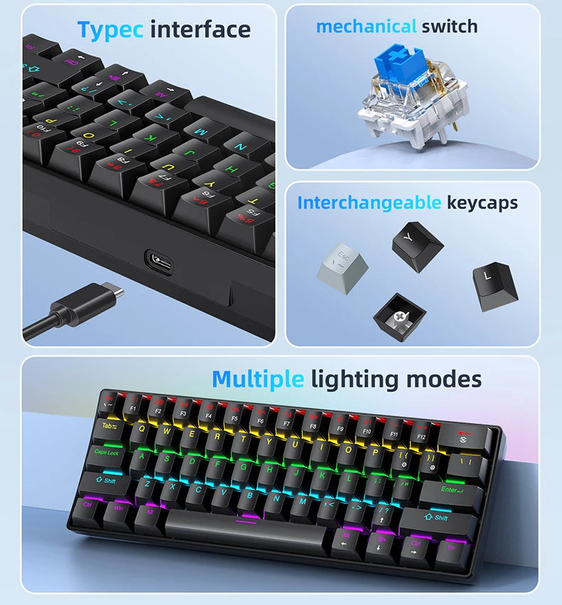 APAYADO K61 – 60% RGB Mechanical Gaming Keyboard