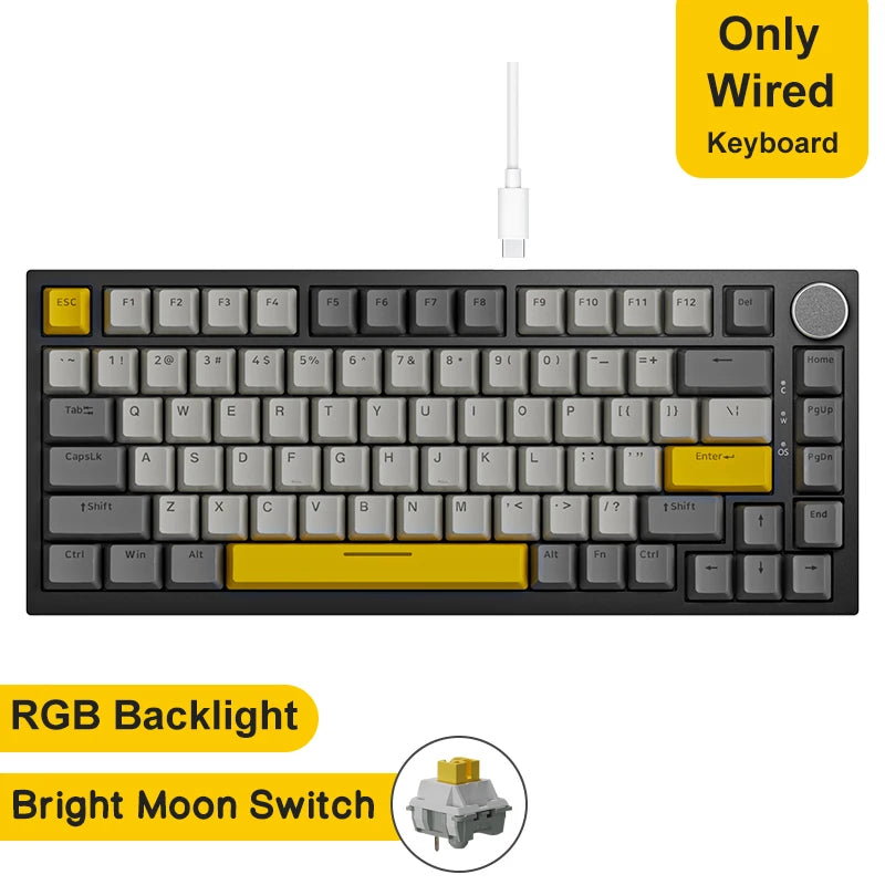 Ajazz AK820/Pro – 75% Wireless Gaming Keyboard with Knob