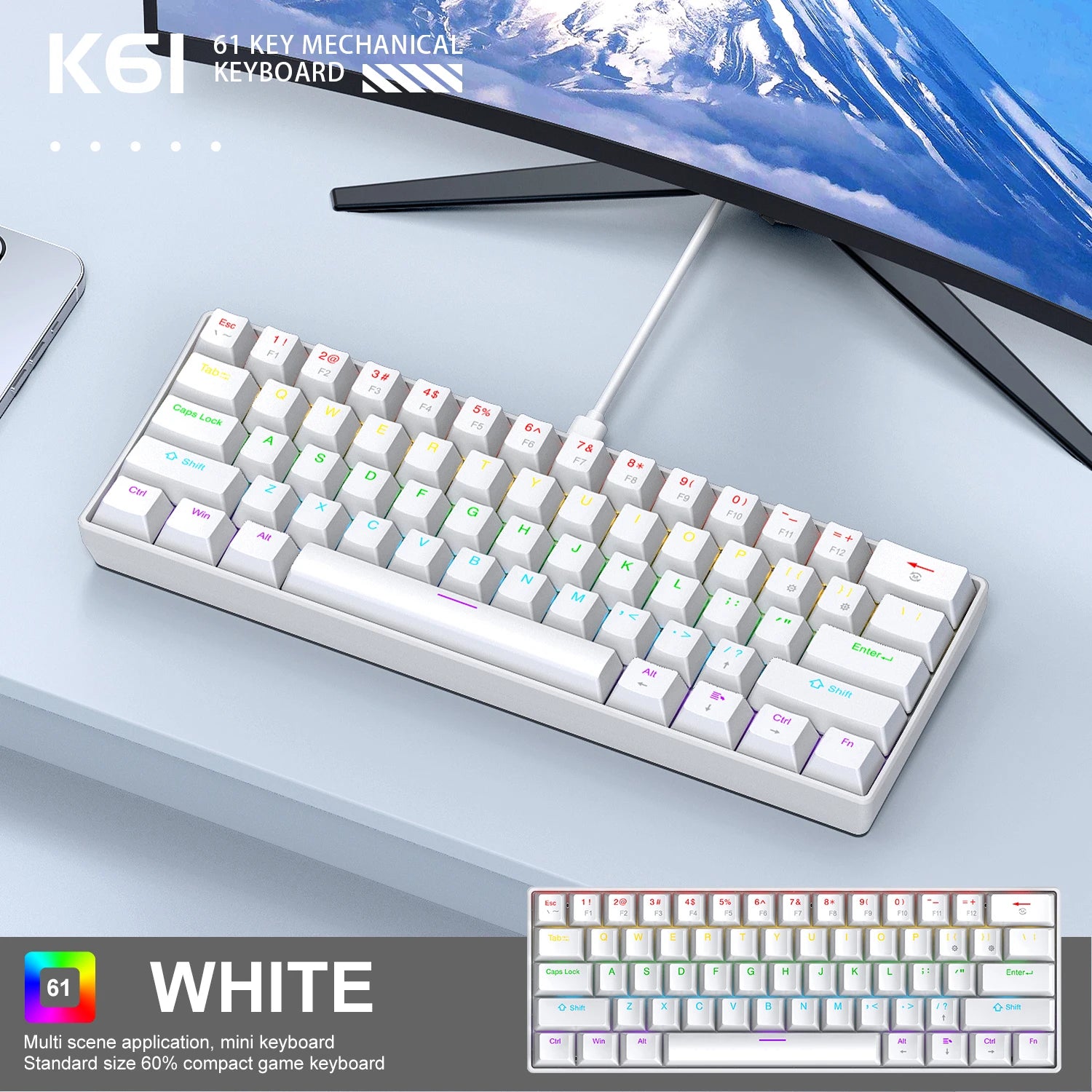 APAYADO K61 – 60% RGB Mechanical Gaming Keyboard